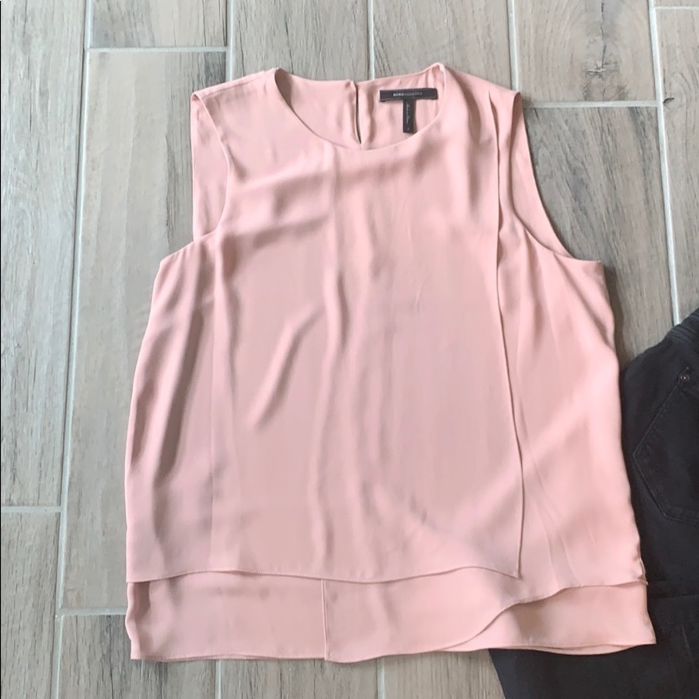BCBG Blush Layered Sleeveless Blouse size S